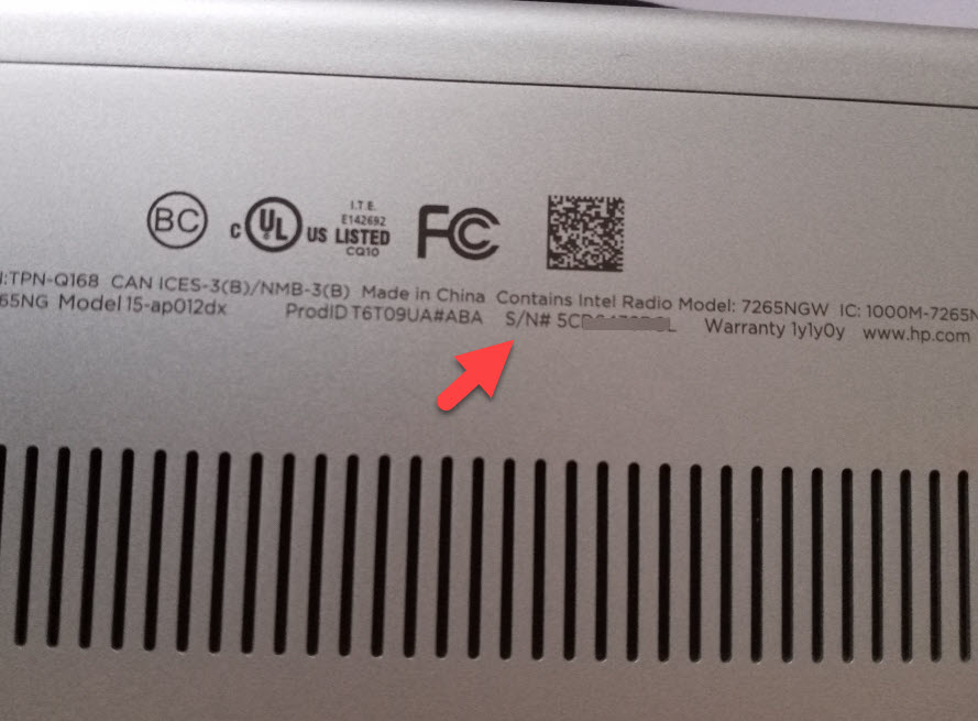 device serial number laptop